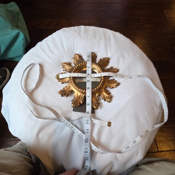 Metal Sunburst Mirror Gold-toned Decorative Picture Frame Standing Hanging - Picture 8 of 11